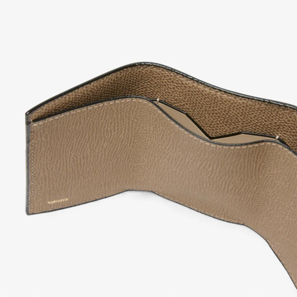 Valextra Small Wallet with Coin Holder in Oyster Brown | Wallets & Purses | Coveti