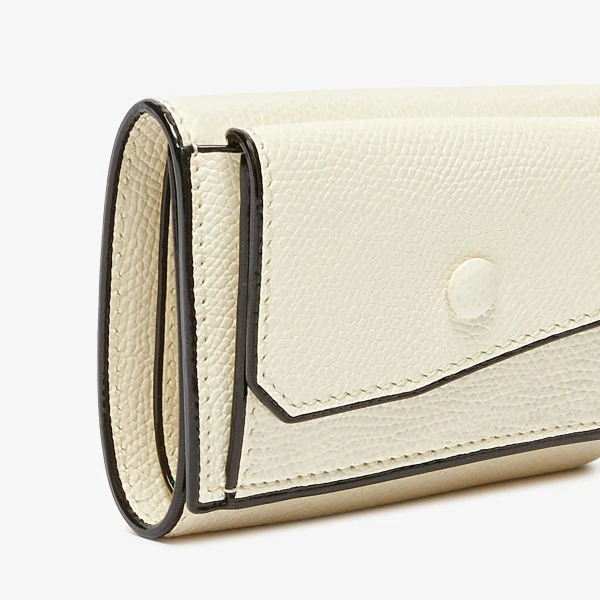 Valextra Small Wallet with Coin Holder in Pergamena White | Wallets & Purses | Coveti