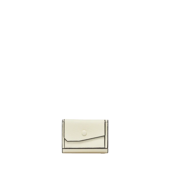 Small Wallet with Coin Holder in Pergamena White