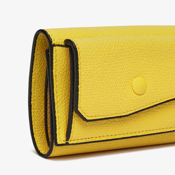 Valextra Small Wallet with Coin Holder in Yellow | Wallets & Purses | Coveti
