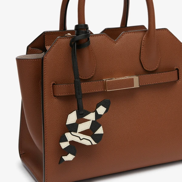 Valextra Snake Charm in Pergamena White and Black | Bag charms | Coveti