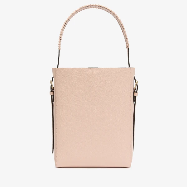 Valextra Soft Braided Bucket Mini Bag in Bonne Mine Pink | Bucket Bags | Coveti