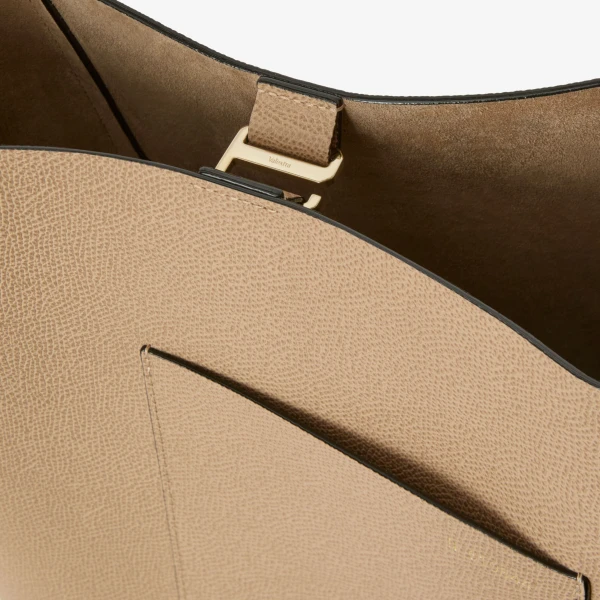 Valextra Soft Bucket Medium Bag in Cashmere Beige | Bucket Bags | Coveti