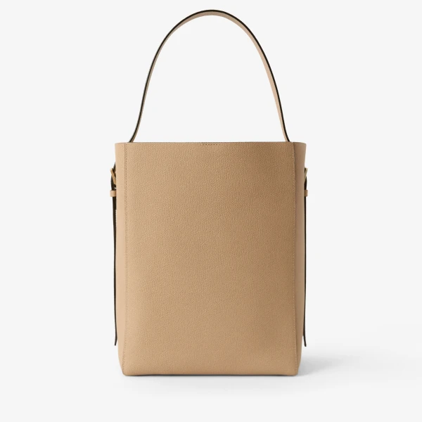 Valextra Soft Bucket Medium Bag in Cashmere Beige | Bucket Bags | Coveti