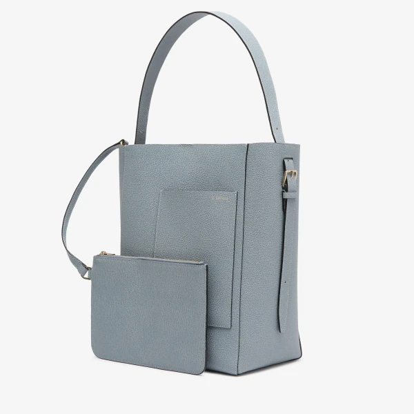 Valextra Soft Bucket Medium Bag in Niagara Blue | Bucket Bags | Coveti