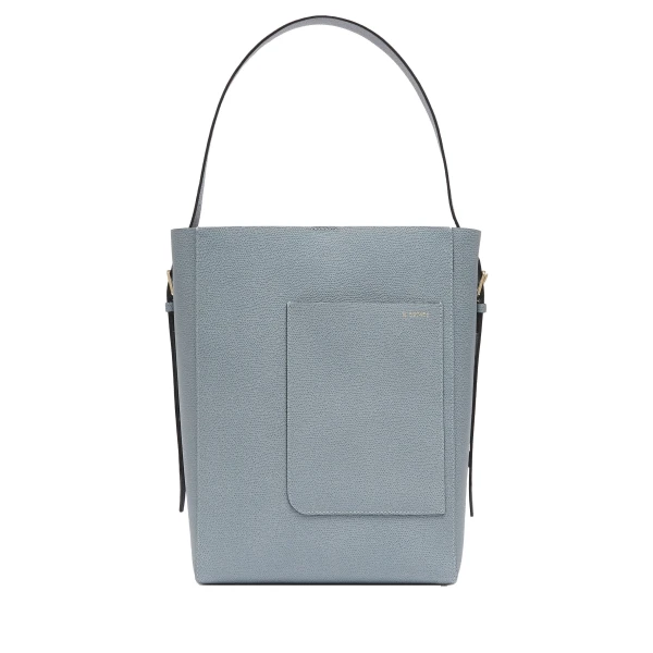 Valextra Soft Bucket Medium Bag in Niagara Blue | Bucket Bags | Coveti