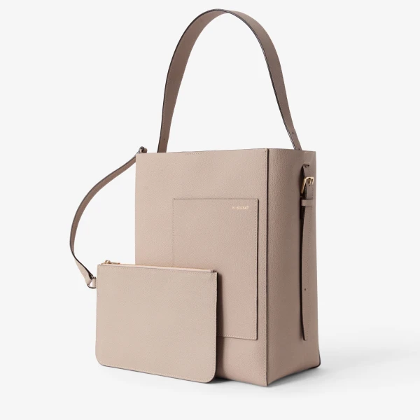 Valextra Soft Bucket Medium Bag in Nude Pink | Bucket Bags | Coveti