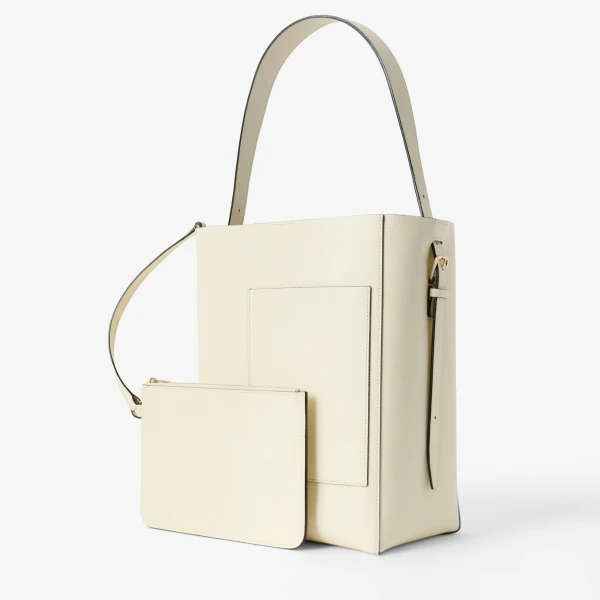 Valextra Soft Bucket Medium Bag in Pergamena White | Bucket Bags | Coveti
