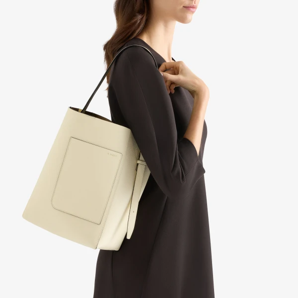 Valextra Soft Bucket Medium Bag in Pergamena White | Bucket Bags | Coveti