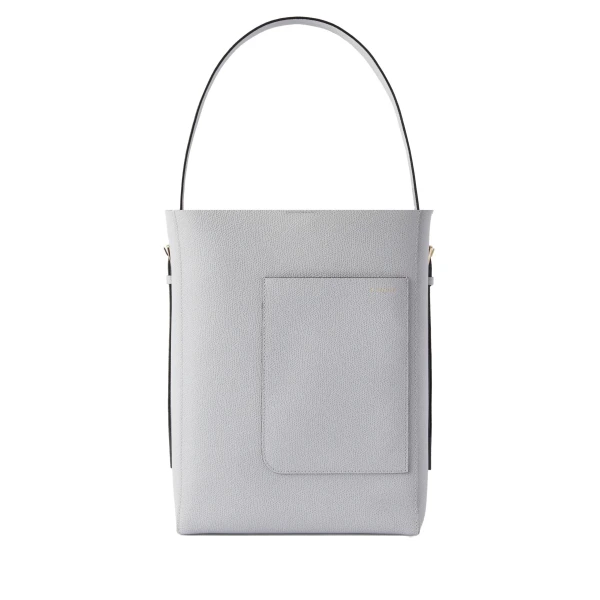 Valextra Soft Bucket Medium Bag in Stone Grey | Bucket Bags | Coveti
