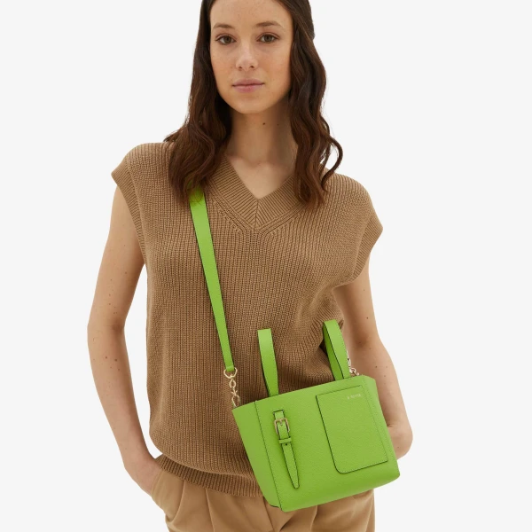 Valextra Soft Bucket Micro Bag in Apple Green | Bucket Bags | Coveti