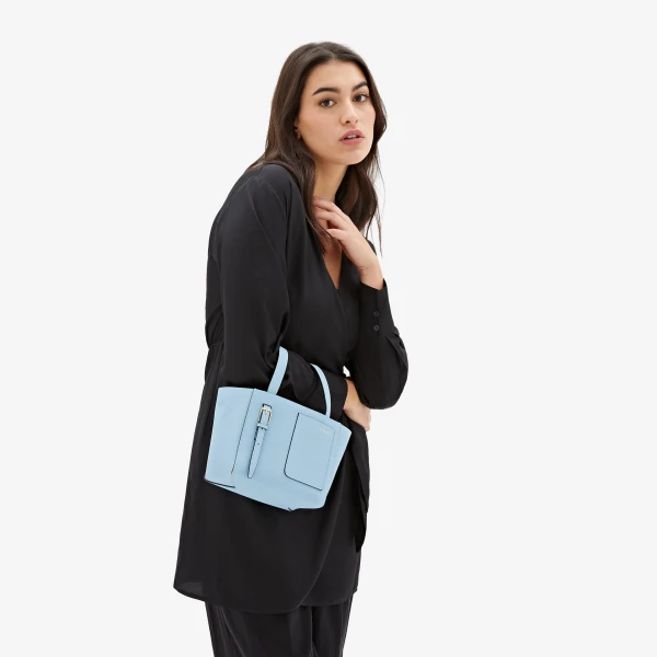 Valextra Soft Bucket Micro Bag in Cerulean Blue | Bucket Bags | Coveti