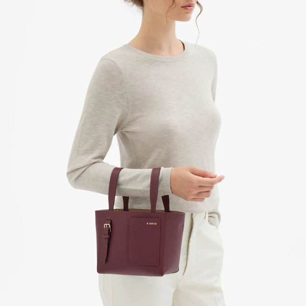 Valextra Soft Bucket Micro Bag in Claret Red | Bucket Bags | Coveti
