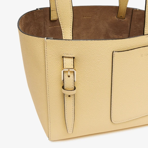 Valextra Soft Bucket Micro Bag in Cream Yellow | Bucket Bags | Coveti