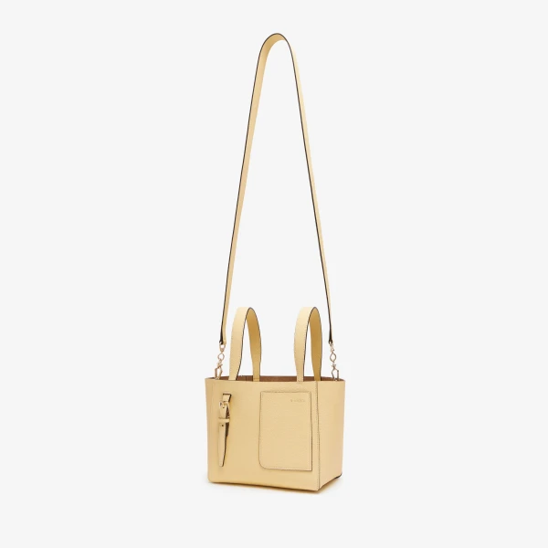 Valextra Soft Bucket Micro Bag in Cream Yellow | Bucket Bags | Coveti