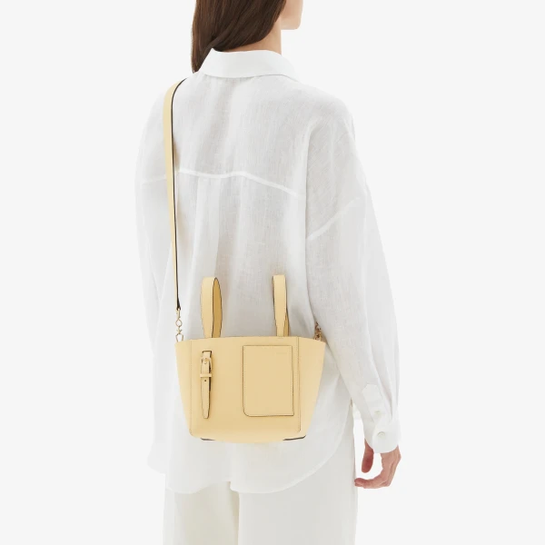Valextra Soft Bucket Micro Bag in Cream Yellow | Bucket Bags | Coveti