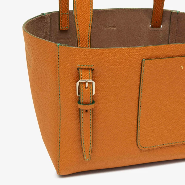 Valextra Soft Bucket Micro Bag in Havana Brown | Bucket Bags | Coveti