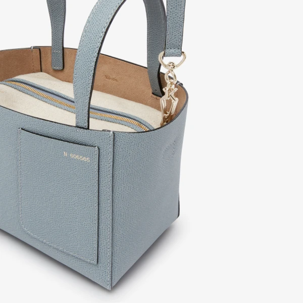 Valextra Soft Bucket Micro Bag in Niagara Blue | Bucket Bags | Coveti