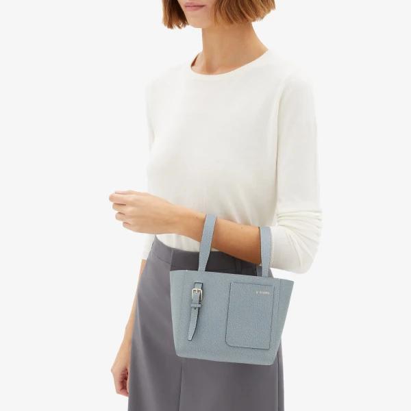 Valextra Soft Bucket Micro Bag in Niagara Blue | Bucket Bags | Coveti