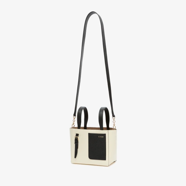 Valextra Soft Bucket Micro Bag in Pergamena White and Black | Bucket Bags | Coveti