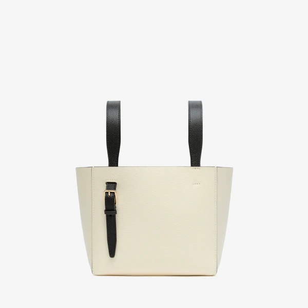 Valextra Soft Bucket Micro Bag in Pergamena White and Black | Bucket Bags | Coveti