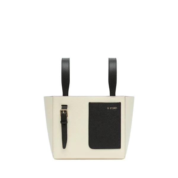 Soft Bucket Micro Bag in Pergamena White and Black