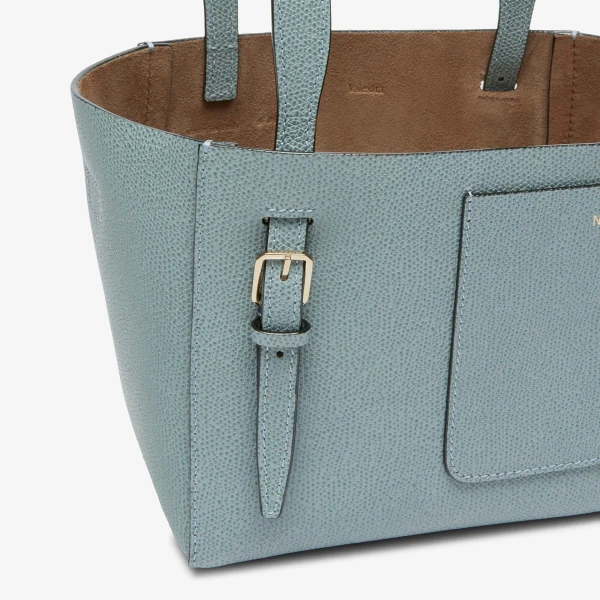 Valextra Soft Bucket Micro Bag in Smokey Blue | Bucket Bags | Coveti