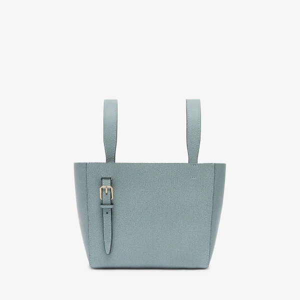 Valextra Soft Bucket Micro Bag in Smokey Blue | Bucket Bags | Coveti