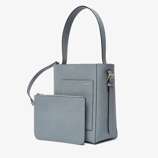 Valextra Soft Bucket Mini Bag in Niagara Blue | Bucket Bags | Coveti
