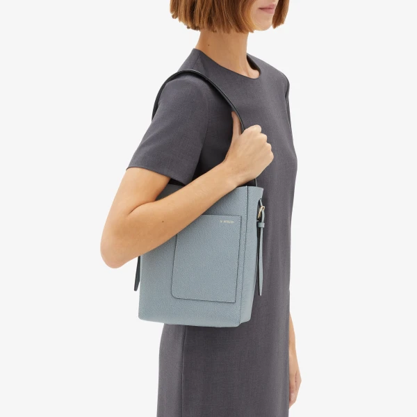 Valextra Soft Bucket Mini Bag in Niagara Blue | Bucket Bags | Coveti