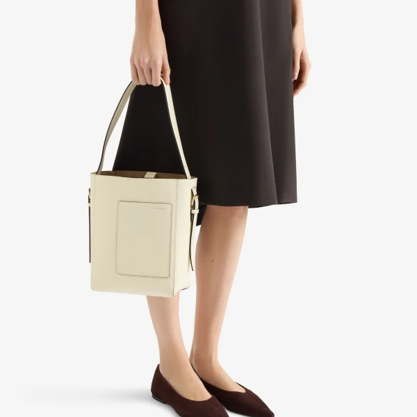 Valextra Soft Bucket Mini Bag in Pergamena White | Bucket Bags | Coveti