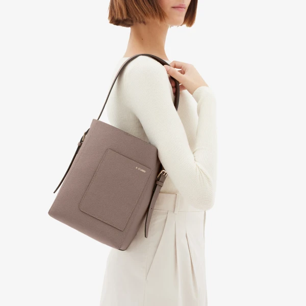 Valextra Soft Bucket Mini Bag in Sahara Brown | Bucket Bags | Coveti