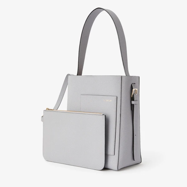 Valextra Soft Bucket Mini Bag in Stone Grey | Bucket Bags | Coveti