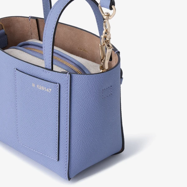 Valextra Soft Bucket Nano Bag in Hydrangea Blue | Bucket Bags | Coveti