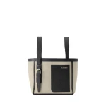 Valextra Soft Canvas Bucket Micro Bag in Sand Brown and Black | Bucket Bags | Coveti
