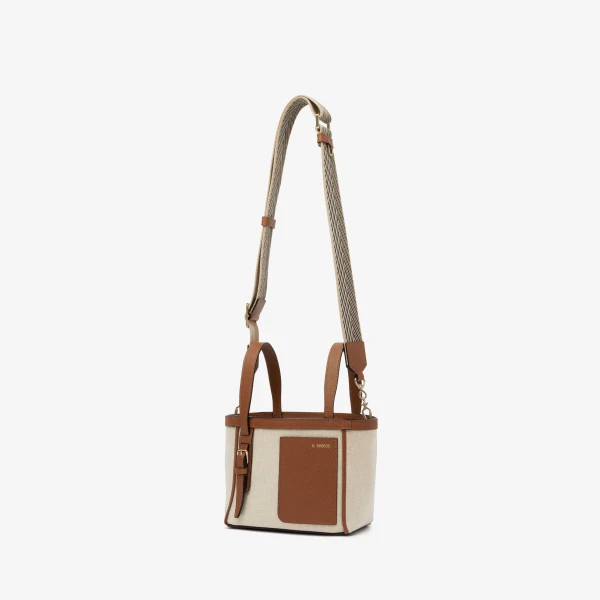 Valextra Soft Canvas Bucket Micro Bag in Sand, Chocolate Brown, Camel Brown and Cashmere Beige | Bucket Bags | Coveti