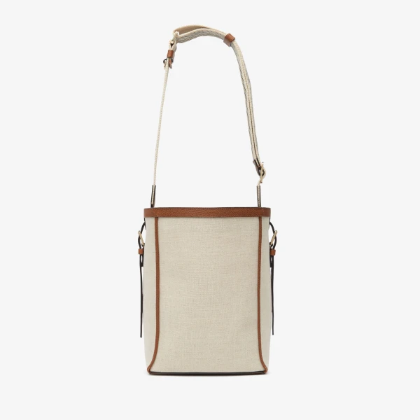 Valextra Soft Canvas Bucket Mini Bag in Sand, Chocolate Brown, Camel Brown and Cashmere Beige | Bucket Bags | Coveti
