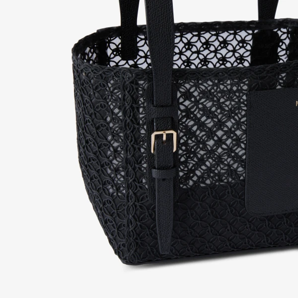 Valextra Soft Merletto Bucket Micro Bag in Black | Bucket Bags | Coveti