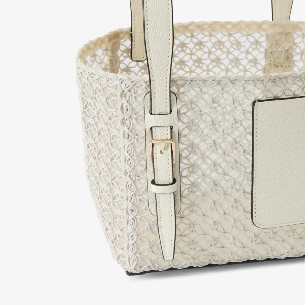 Valextra Soft Merletto Bucket Micro Bag in Pergamena White | Bucket Bags | Coveti