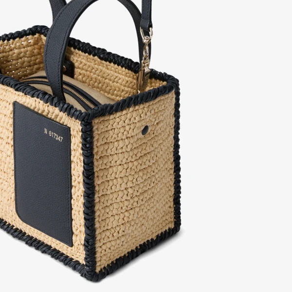 Valextra Soft Raffia Bucket Micro Bag in Beige and Black | Bucket Bags | Coveti