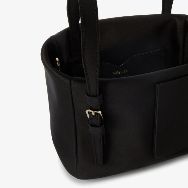 Valextra Soft Satin Bucket Nano Bag in Black | Bucket Bags | Coveti