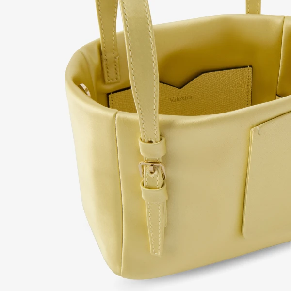 Valextra Soft Satin Bucket Nano Bag in Mimosa Yellow | Bucket Bags | Coveti