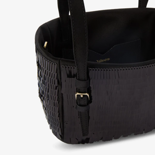 Valextra Soft Shine Bucket Nano Bag in Black | Bucket Bags | Coveti