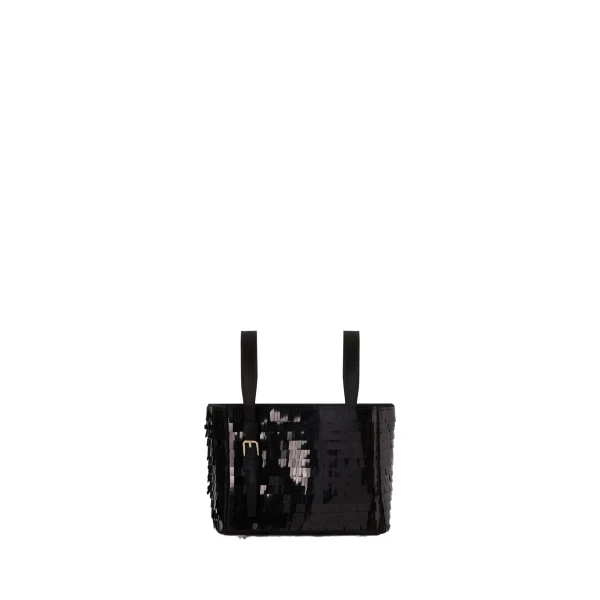 Soft Shine Bucket Nano Bag in Black