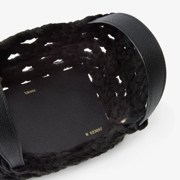 Valextra Soft Sportami Via Bucket Micro Bag in Black | Bucket Bags | Coveti
