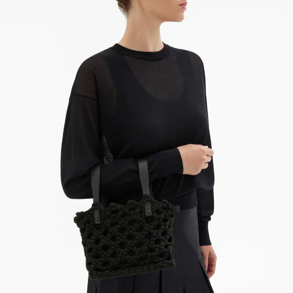 Valextra Soft Sportami Via Bucket Micro Bag in Black | Bucket Bags | Coveti