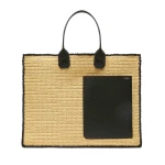 Valextra Soft Tote Raffia Crochet Maxi Bag in Beige and Black | Totes & Top-Handle Bags | Coveti