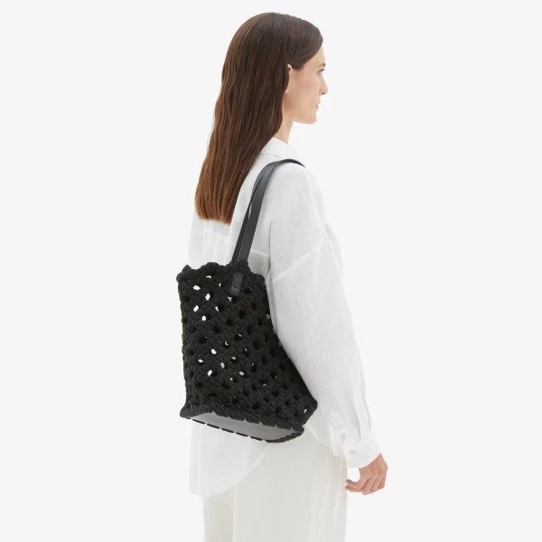 Valextra Sportami Via Shopping Bag in Black | Totes & Top-Handle Bags | Coveti