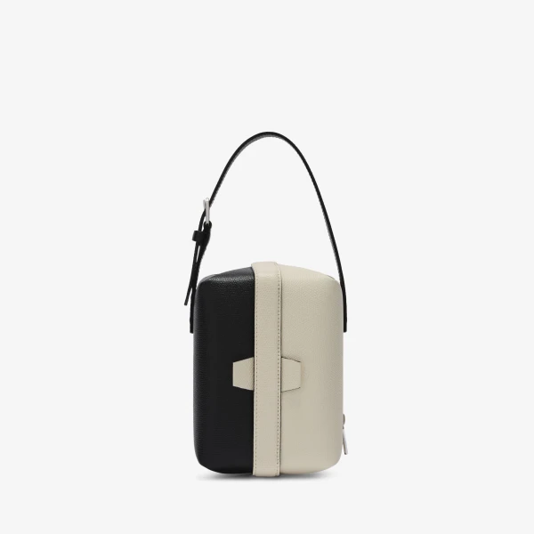Valextra Tric Trac Intarsia Contrasto Bag in Pergamena White and Black | Shoulder & Crossbody Bags | Coveti