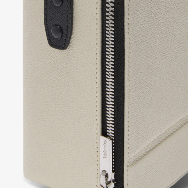 Valextra Tric Trac Intarsia Contrasto Bag in Pergamena White and Black | Shoulder & Crossbody Bags | Coveti